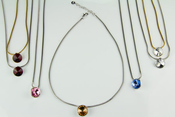 Halskette mit Swarovski Kristall Anhänger Schlangenkette - rhodiniert oder vergoldet