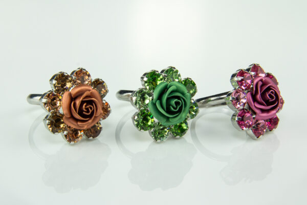 Rosenring mit Swarovski Kristallen - rhodiniert – Bild 5