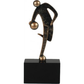 Bowling Pokal Kegeln Skulptur - Metall-Resin Sportler Figur auf Mamorsockel - Metall-Resin Figur