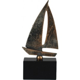 Segeln Pokal Segelboot Skulptur - Metall-Resin Sportler Figur auf Mamorsockel - Metall-Resin Figur