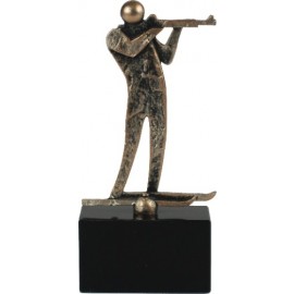 Schüztze Pokal Skulpturen - Metall-Resin Sportler Figur auf Mamorsockel - Metall-Resin Figur - (BET052) Schießsport, 18,5 cm