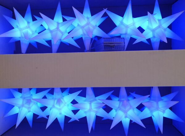 blau-Star LED Sternkettte - Weihnachtssterne 11 cm Leuchtsterne mit Farbwechsel - 10er StarLed Sternkette Pagoda