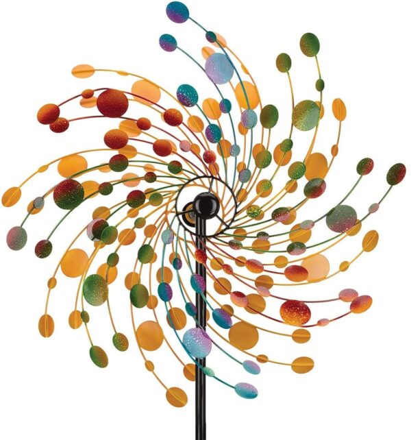 XXL | XL Metallwindrad Kinetic Spinner Confetti 48 cm | 76 cm - Windspiel mit 2 Windräder - Gartenobjekt 175cm | 214cm - Limitiert