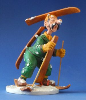 Albert Dubout Figur Ski "SYSTÈME D" Comic Karikatur Skulptur Skifahrer