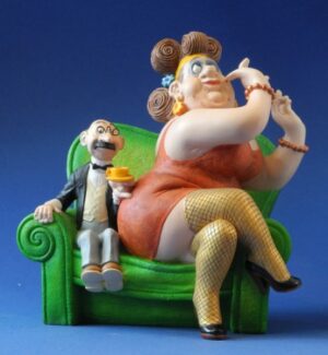 Skulptur Albert Dubout "Jeu de sêduction" Comic Karikatur Verführungsspiel