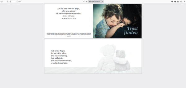 Trost Karte - Klappkarte Trost finden - Zuspruchkarte - Motiv: Mutter, Kind und 2 Teddybären