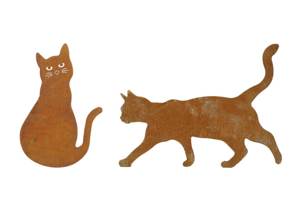Metall Katze, zum Anschrauben - Katze Fensterdeko, Zaundeko, Gartendeko in Edelrostoptik, 30cm