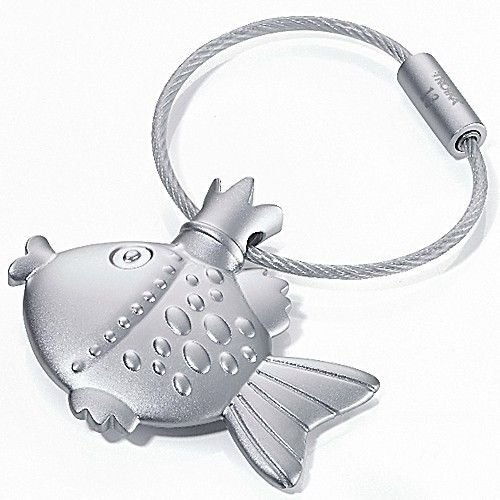 Troika Fisch mit Krone - Metall Fisch Schlüsselanhänger silber, matt verchromt kr11-02 Fisch Schlüsselanhänger