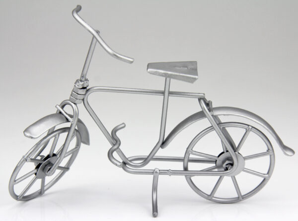 mini Fahrrad Skulptur in silber - Geldgeschenkidee.