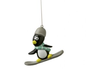 Mila Snowboard Dekofigur Pinguin Paul Powder Hänger - Set oder einzeln- 6cm - Volle Fahrt