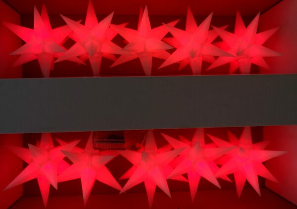 rot-Star LED Sternkettte - Weihnachtssterne 11 cm Leuchtsterne mit Farbwechsel - 10er StarLed Sternkette Pagoda