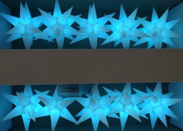türkis-Star LED Sternkettte - Weihnachtssterne 11 cm Leuchtsterne mit Farbwechsel - 10er StarLed Sternkette Pagoda