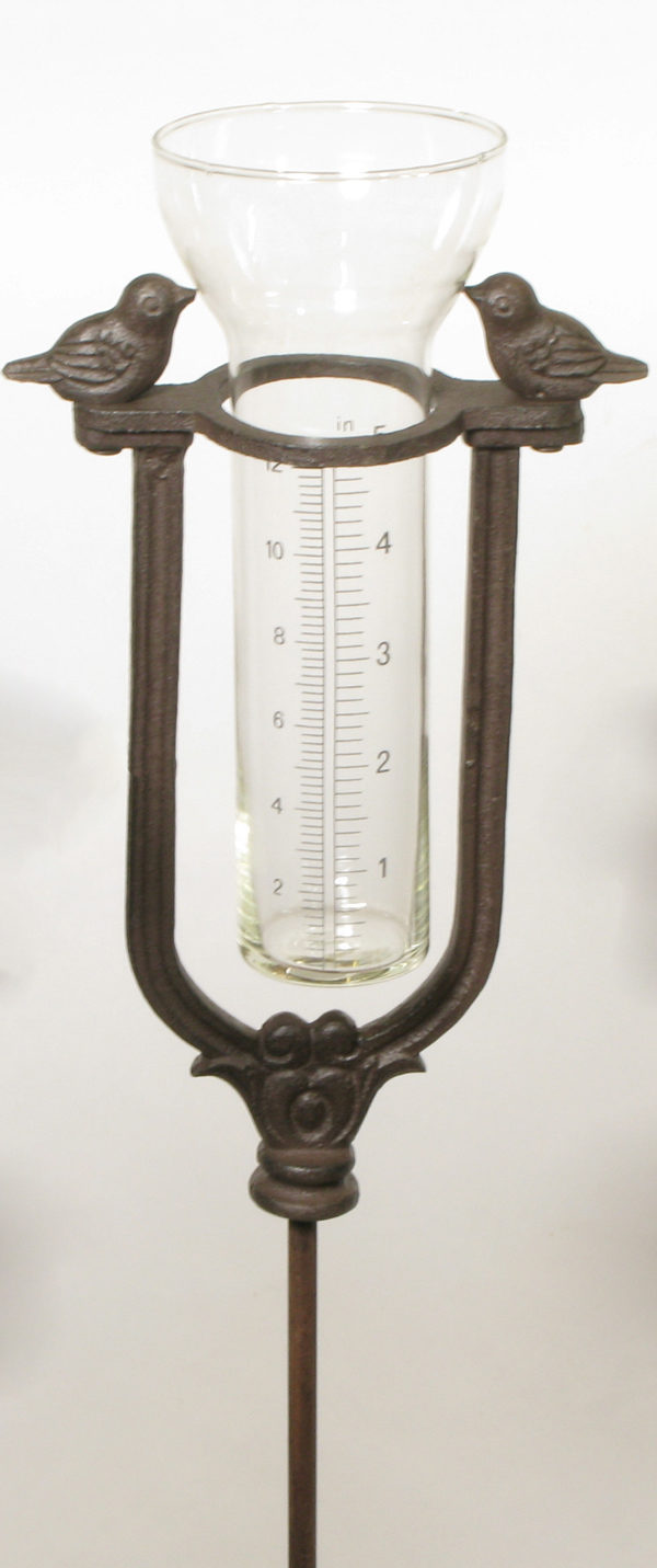 Regenmesser Gusseisen - Gartenstecker mit Niederschlagsmesser Glas