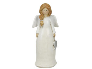 weißer Engel mit Herz - Schutzengel Figur für Garten und Haus